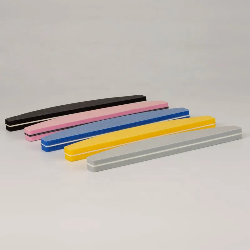 China Manufacture Half Moon Square Private Label Wholesale Nail Filer Sponge File Buffer Custom Logo 180/180 100/180