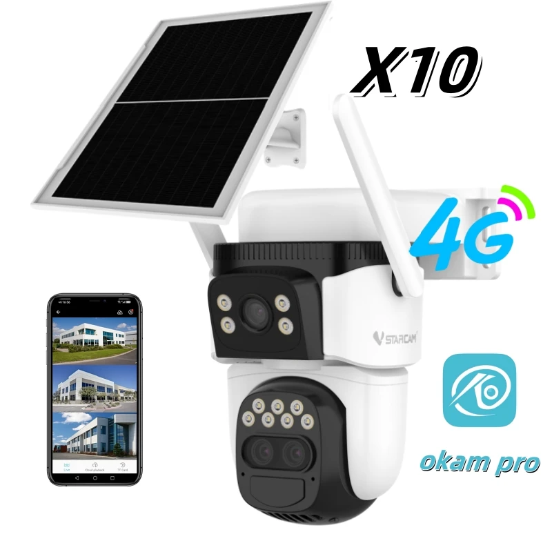 10X Zoom Solar Camera Auto Tracking Detection Color Night Vision Sim Camera 4G Lte Outdoor Wireless Network Surveillance Camera