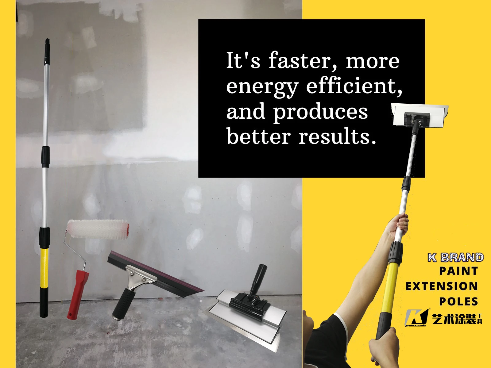 Factory paint tool directly provide 3 section telescopic decorative paint roller extension pole