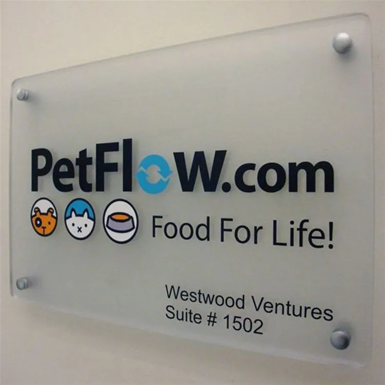 Factory Interior Directory Signs Rectangle clean frosted hanging logo Acrylic signage Office Reception Sign board with Standoffs