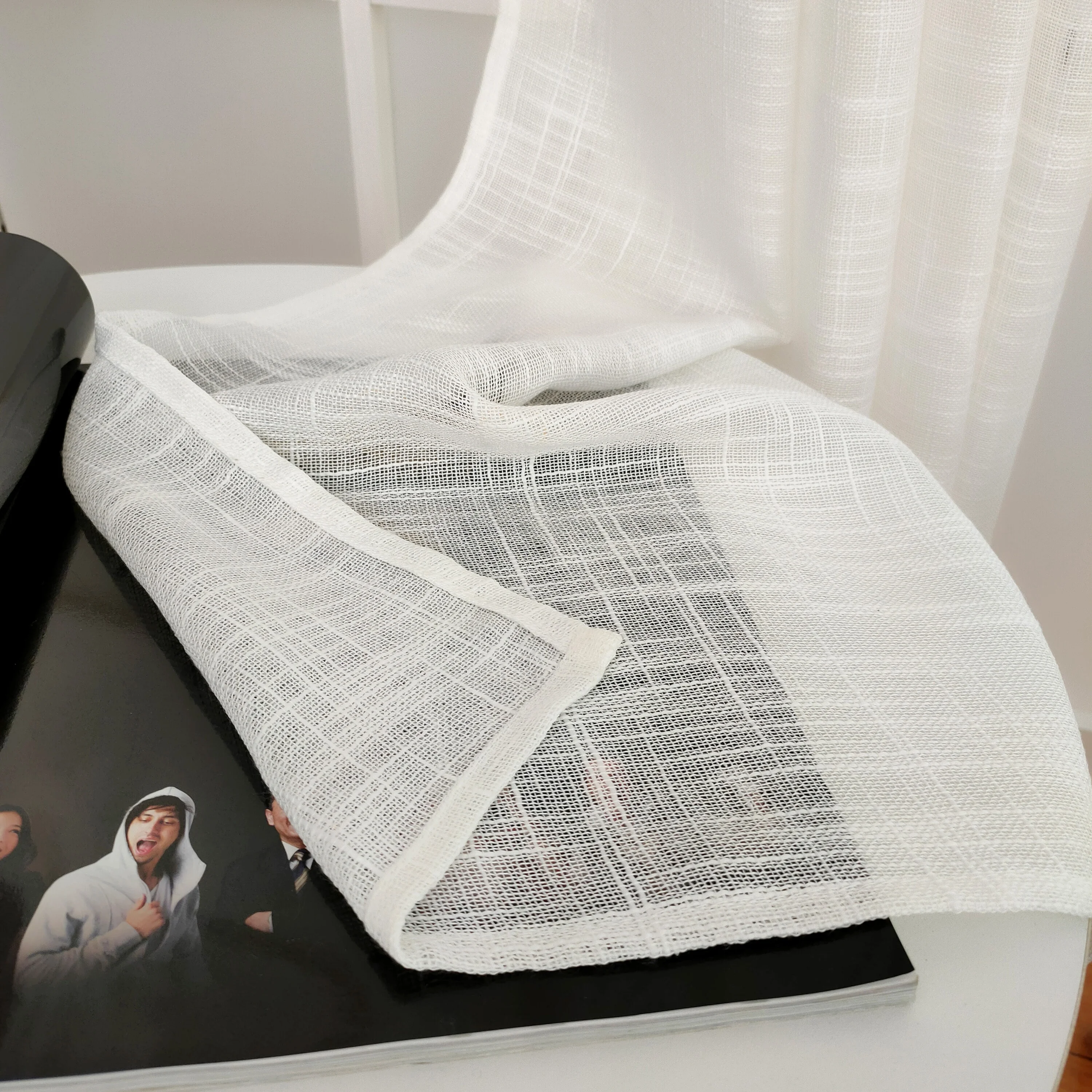 100% Polyester Environmentally Friendly Soft Linen Curtains Living Room Wholesale Sheer White Curtains 108 Inch