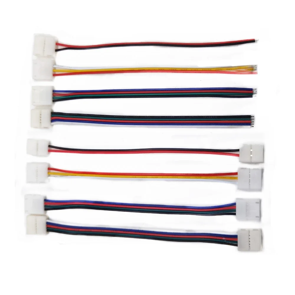 Solderless 2 3 4 5 6  Pin LED Strip Connectors 3528/5050 8mm /10mm Width PCB Ribbon Single Color Connector