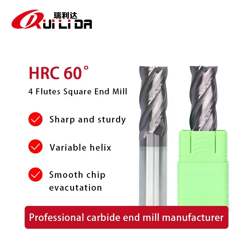 RLD HRC60 solide carbide end mill fresas cnc cutting tools with Variable helix & unequal flute spacing