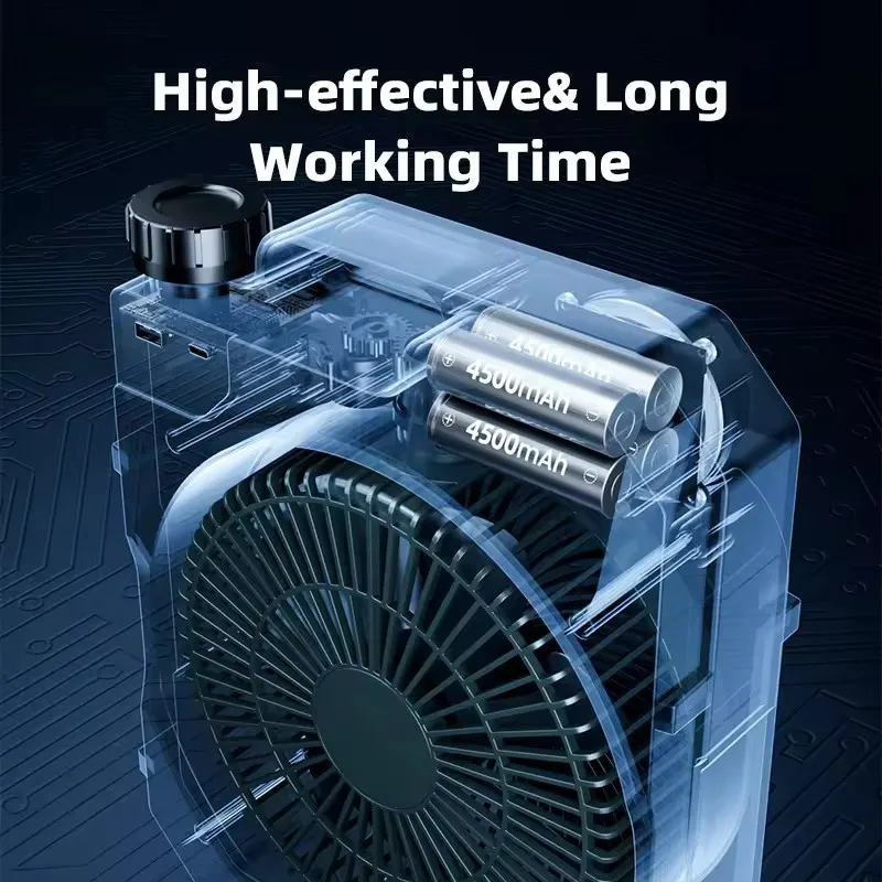 8 Inch Auto-Oscillating Camping Fan Table Fan with Light and Output Function