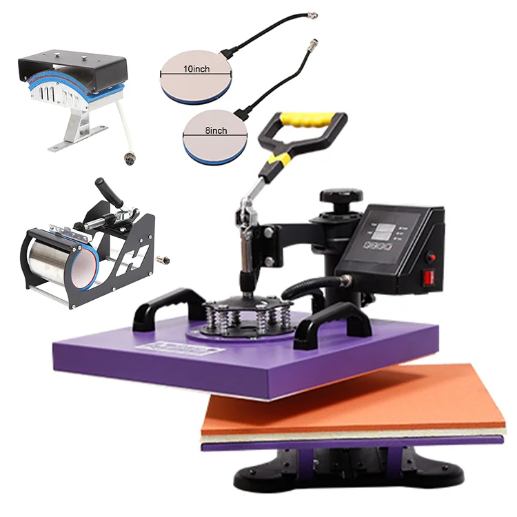 5 in 1 Heat Press Machine Swing Away Heat Press Machine 15x15 inch Digital Vinyl Transfer Multipurpose Combo Kit Sublimation