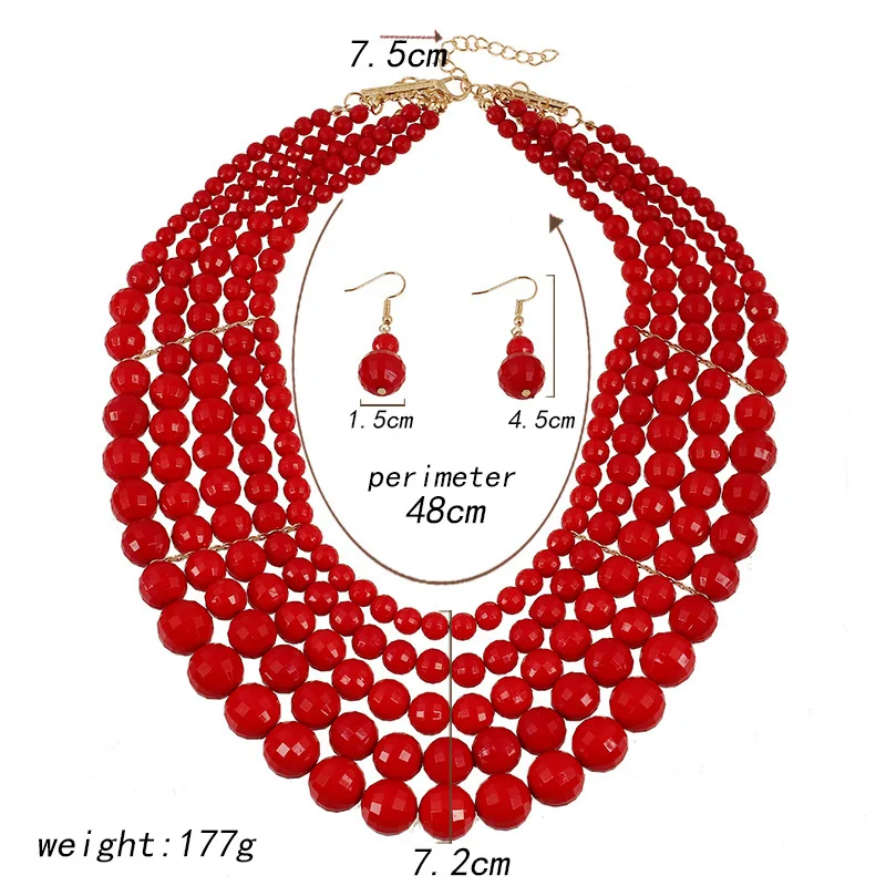 Superstarer Jewelry Set Bead Necklace Earring Two Piece Set Fashion African Bridal Jewelry
