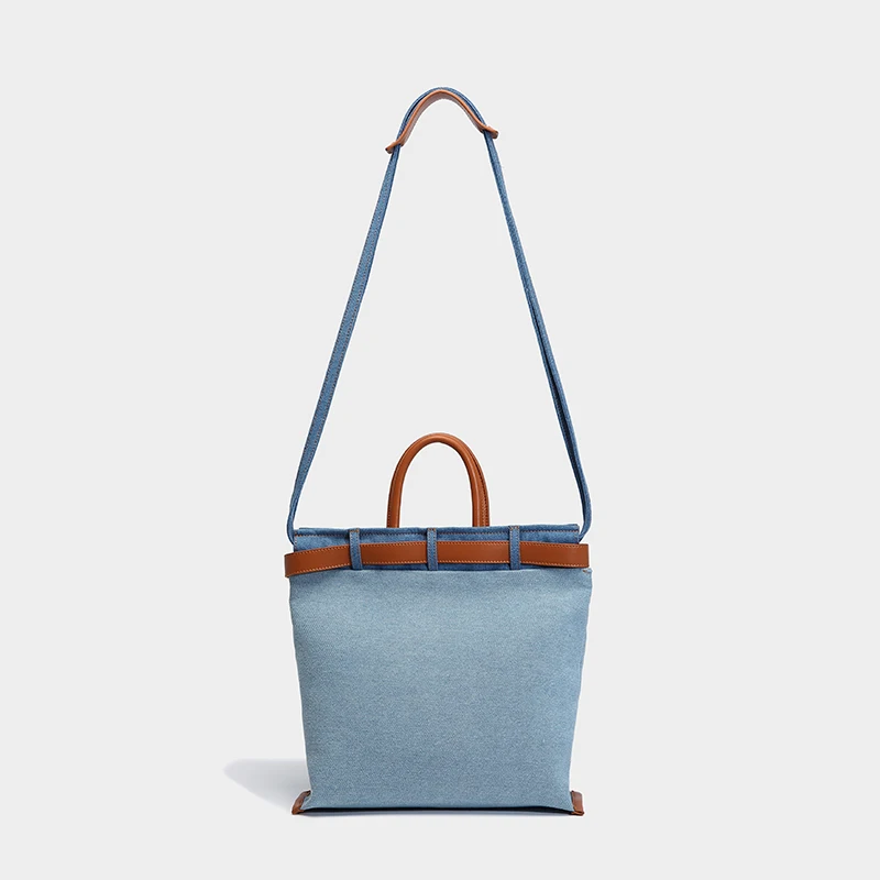 Splicing canvas bag women's large capacity portable shoulder messenger tote computer briefcase bag