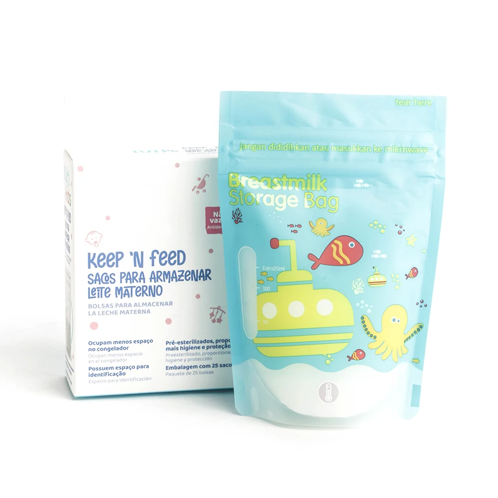 Customized 100 count Temp Sensor Cooler Freezer Plastic Bags Zipper Pouch Breast Milk Storage Bag for Breastfeeding