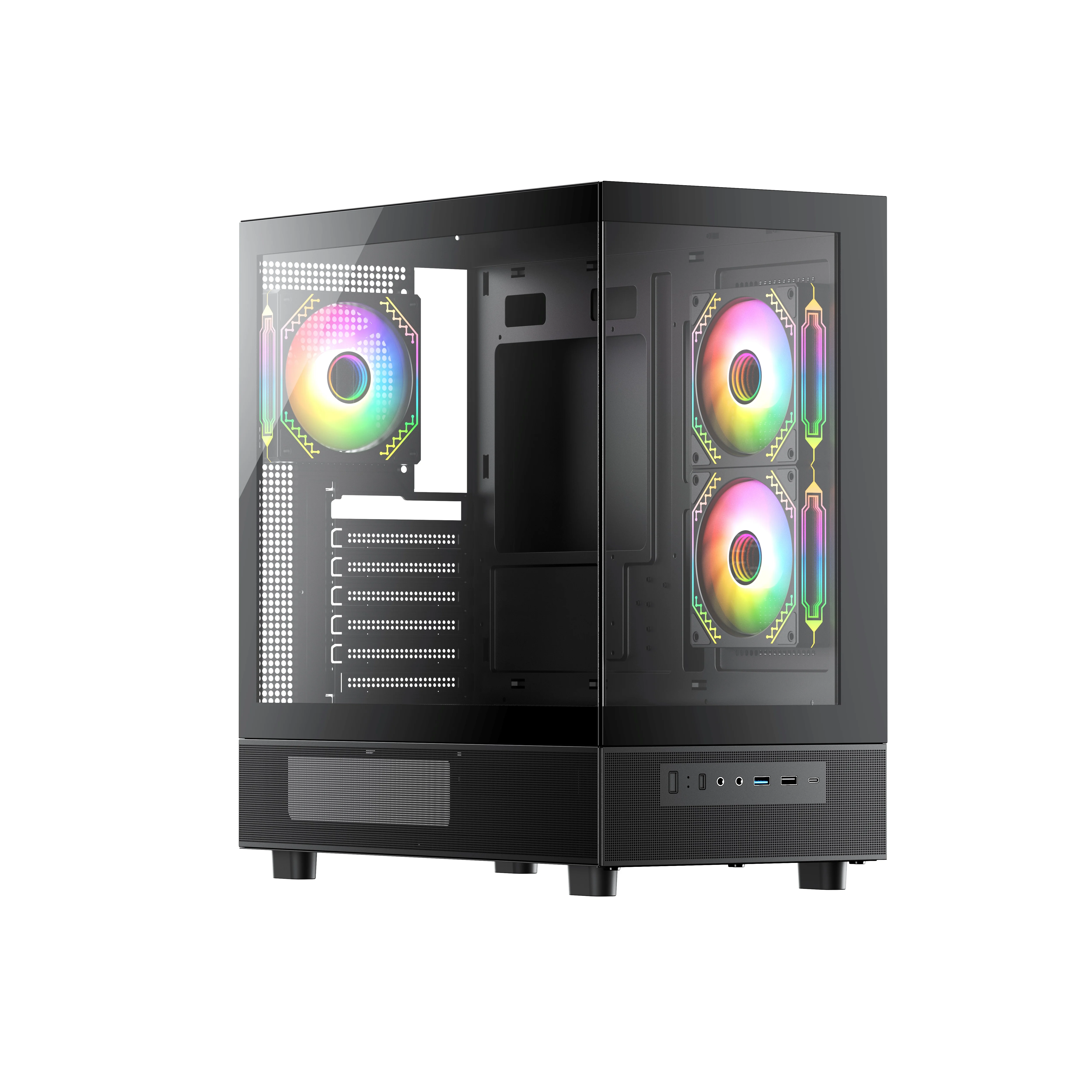 New Fashion 270 full view Transparent  Tempered Glass  Front Panel Desktop  E Atx Gaming Computer Case Black PC case