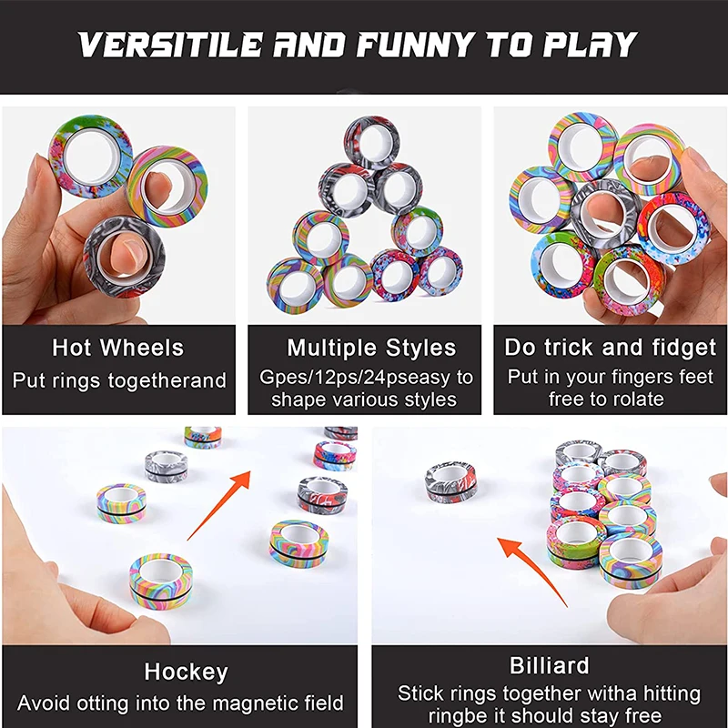 Stress Relief Magnetic Rings Camouflage Glow In Dark Spinner Fidget Rings Toys for Adult Kids