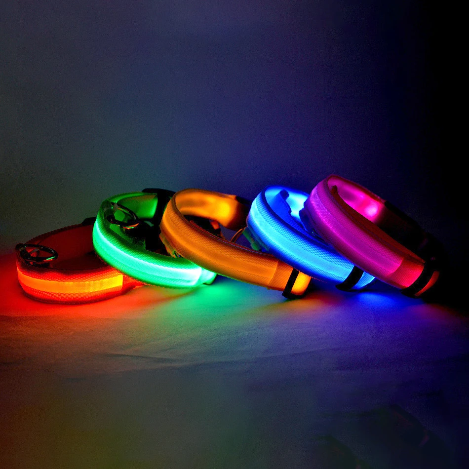 LED Flashing Light Up Reflective Pet Necklace Collar Adjustable USB Type-C Recharge Luxury Dog Luminous Collar for Dog