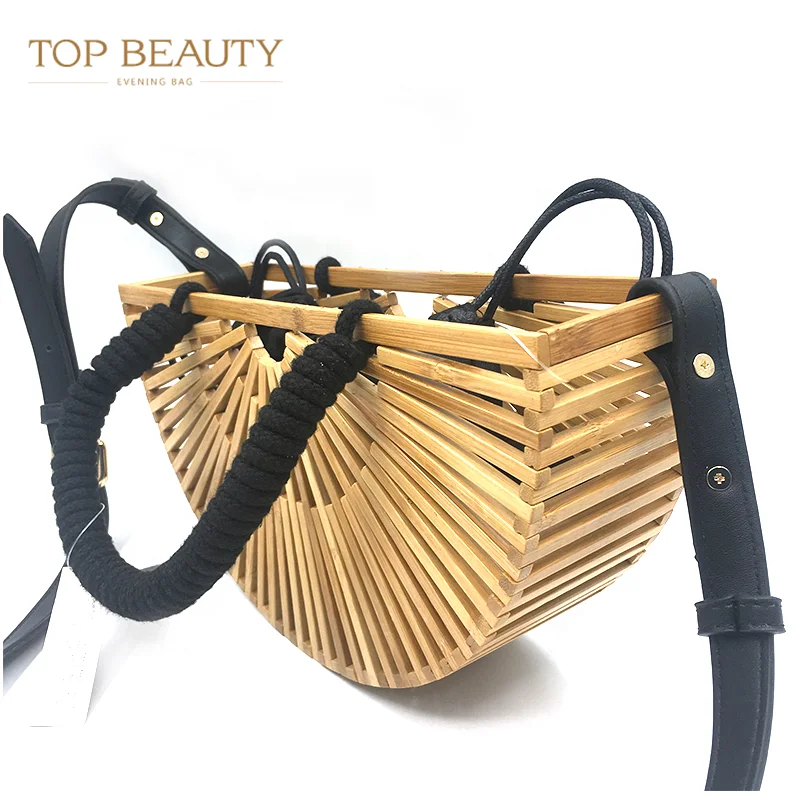 
Wholesale women handmade handbag wooden shoulder straw bag purse bamboo clutch handbag 