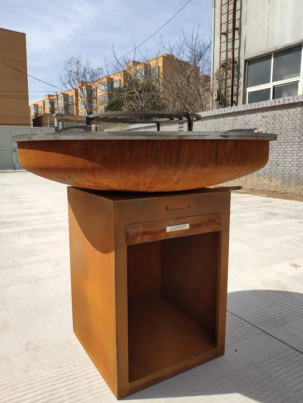 Outdoor wood burning bbq stove   Garden Corten Steel charcoal barbecue  Backyard  Kitchen wood fireplace bbq grill