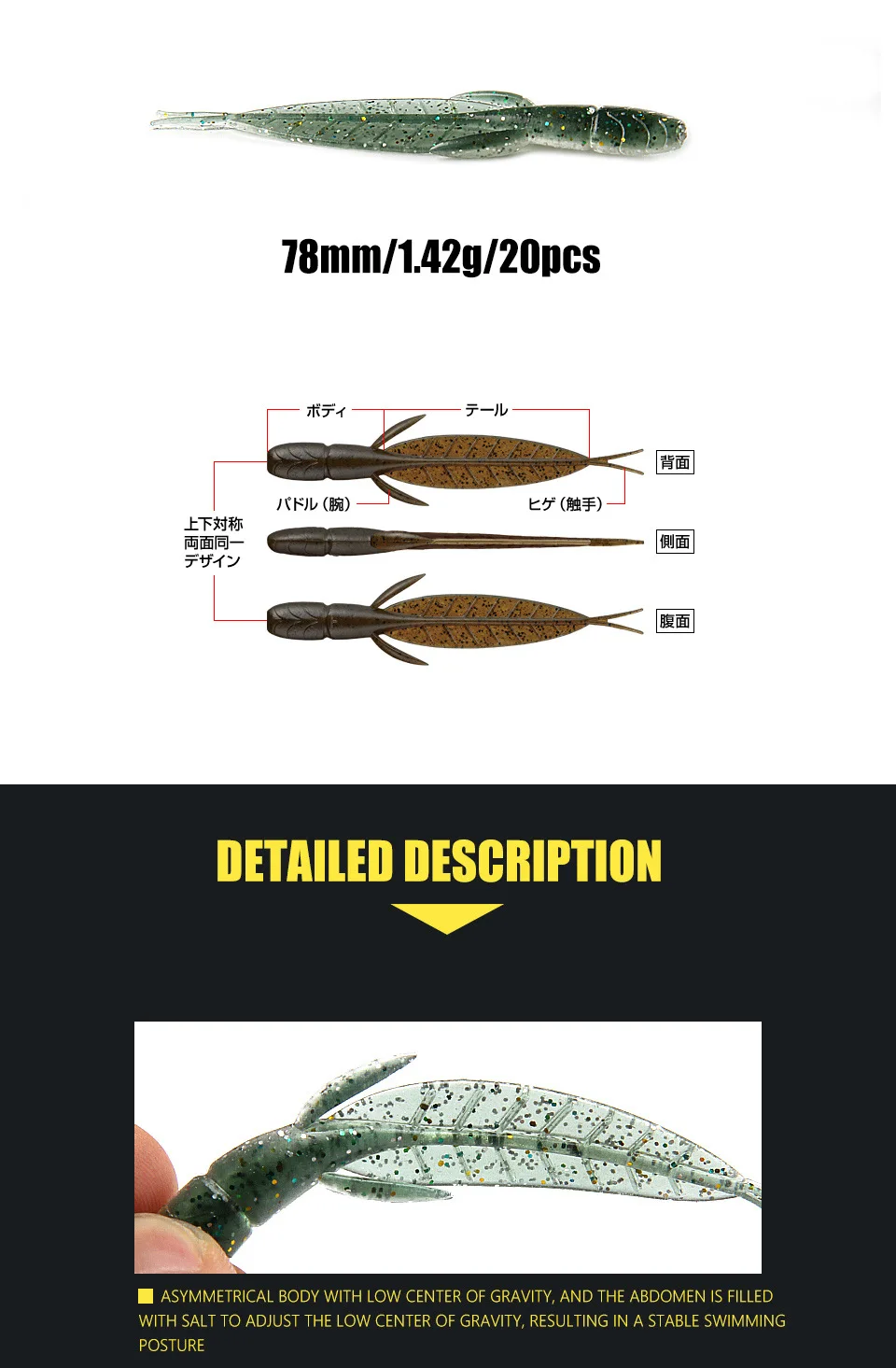 Supercontinent Hot Fishing Lure 78mm 20pcs bag C-4 Leech Lure Bait Larva Soft Bait