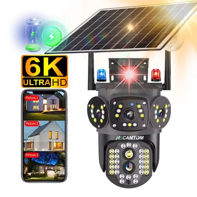 Shingel 2MP Outdoor Dual Lens Triple Screen 4G Sim Card Solar Camera 10x Zoom Human Detection Solar 4G Camera