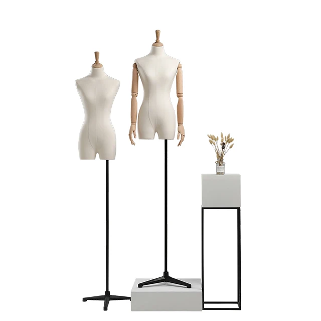 Hot sale plastic full body big bust manikin skin color female headless mannequin for clothes display