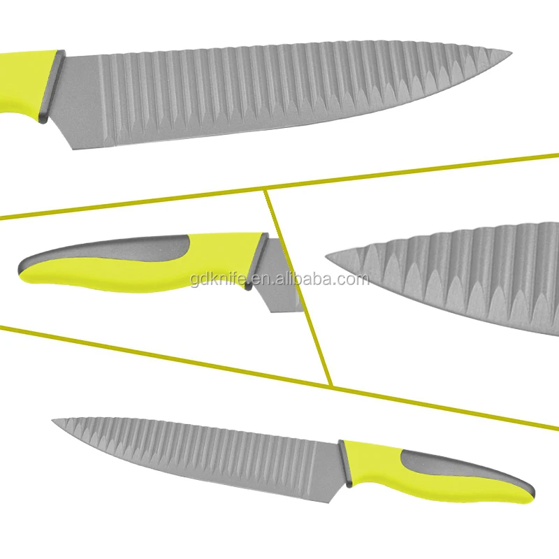 5-PCS kitchen knives sets Non-stick double wave blades with PP TPR Handle