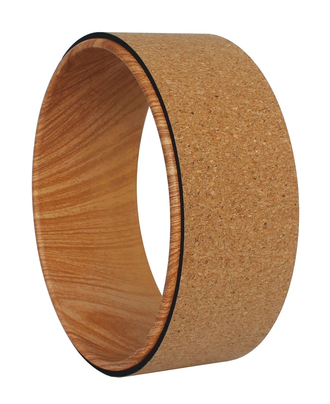 High Quality Durable Thick Gym Fitness Massage Wooden Cork Yoga Wheel