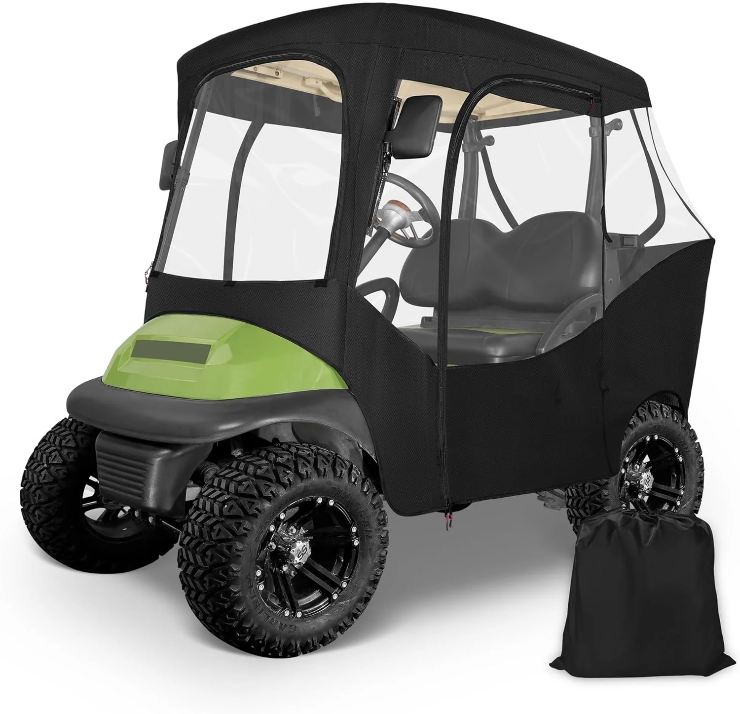 Heavy Duty Outdoor Waterproof Fairway Travel 4-Sided 2-Person Golf Cart Enclosure Golf Cart Cover Fits EZGO Club Car Yamah