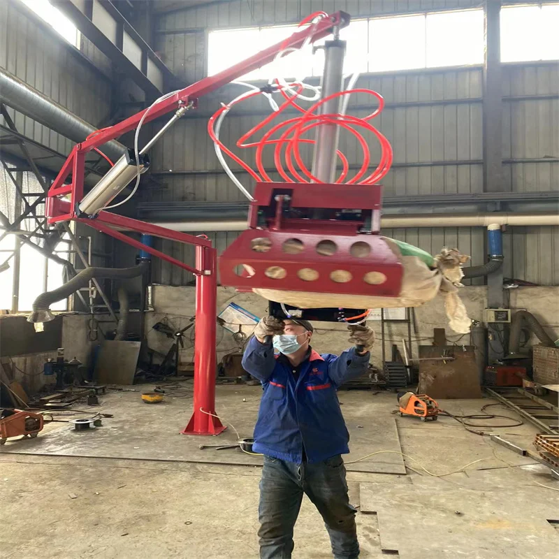 Mobile counterbalance crane truck load assisted mechanical arm pneumatic mechanical gripper cement fertilizer handling machine