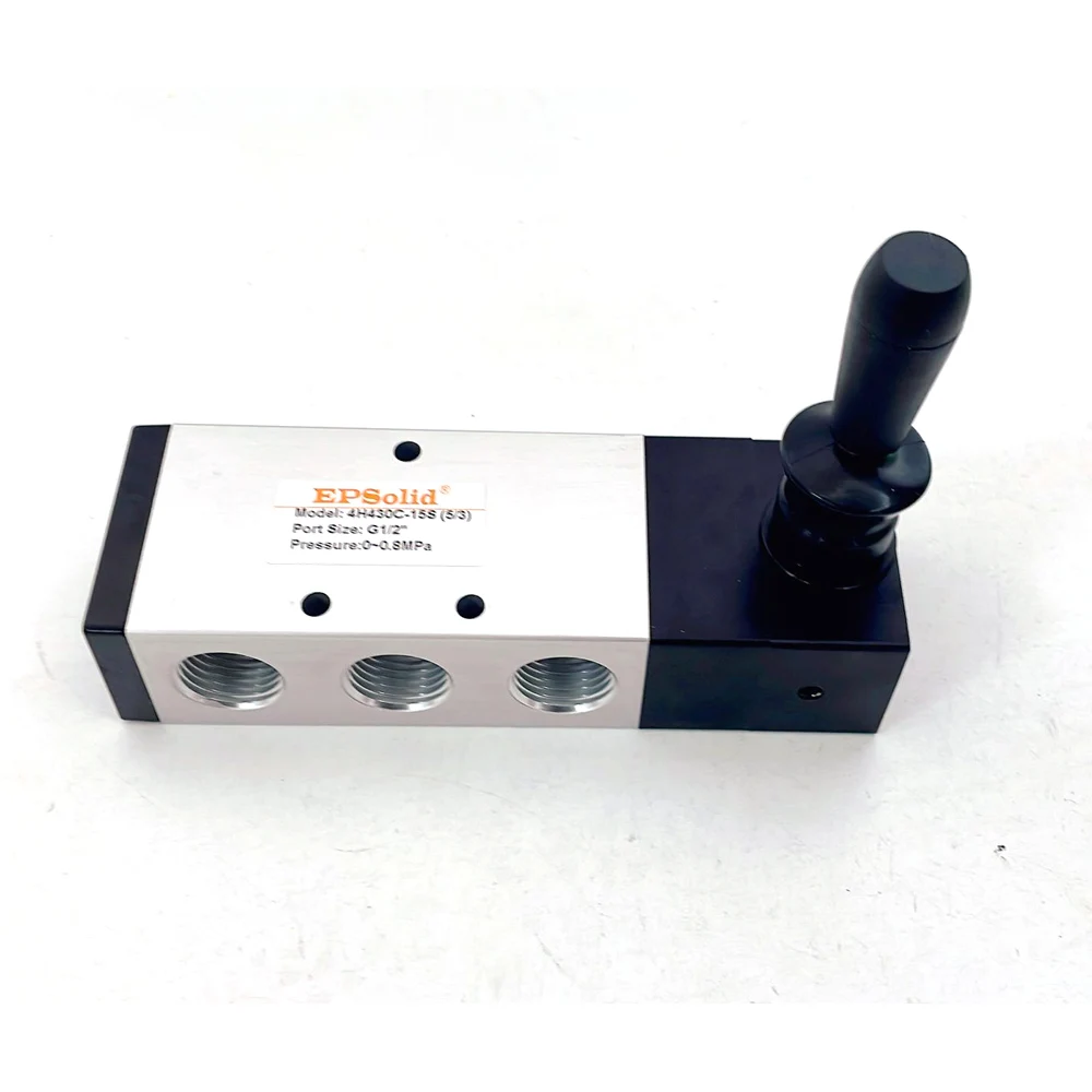 High Quality G1/2' 5/3 Way Spring Return Hand Lever Valve 4H430C-15S