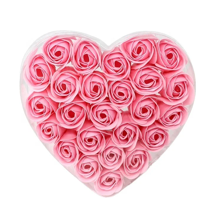 День Святого Валентина День матери, набор из 24 штук, Rrose мыло цветок подарочная коробка в форме сердца розы мыло цветок Отбеливающее увлажняющее мыло в виде бумаги