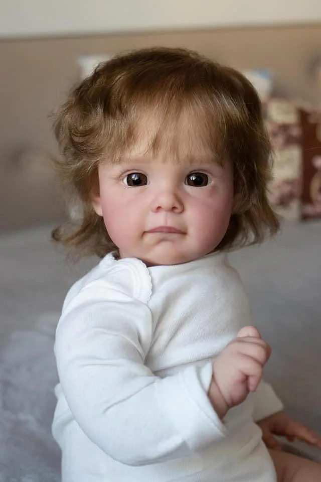 NPK 60CM Handmade High Quality Reborn Toddler Maggie Detailed Lifelike Painting Rooted Long Curly hair Collectible Art Doll