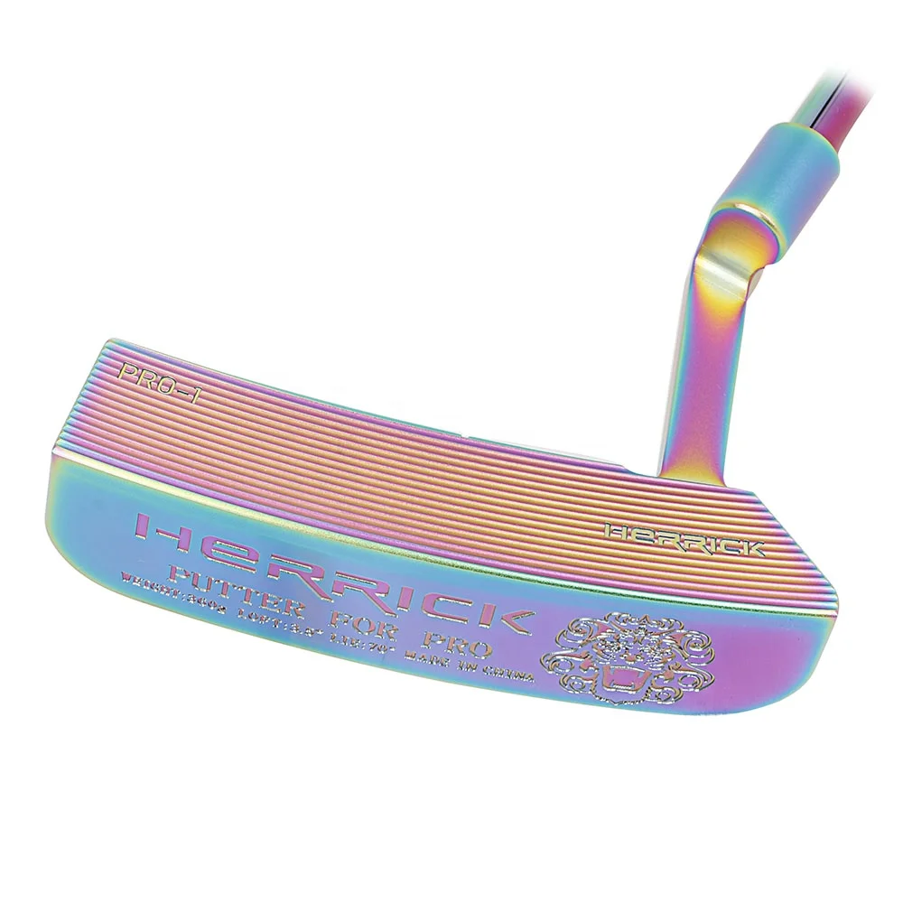 Wholesale Custom 1020 Soft Iron CNC Milled PVD Plating color Golf Club Putter