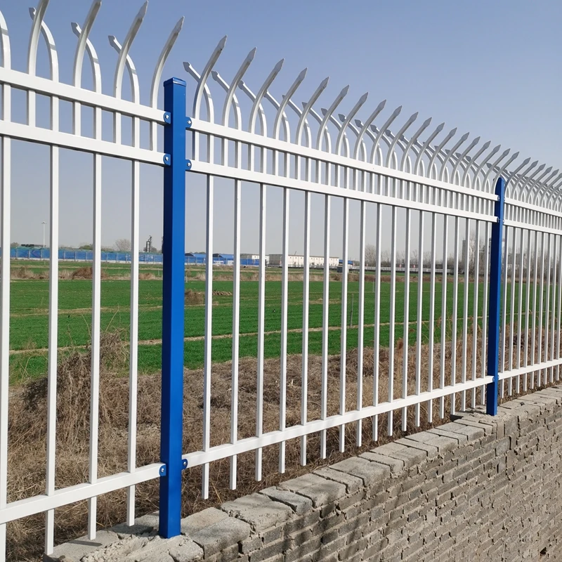 Powder Coated Steel Square Tube Flat Top Black Fence Designs Wrought Iron Fence Galvanized Steel Metal Picket Ornamental Fence