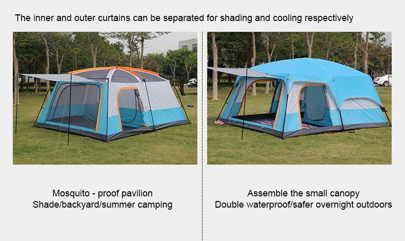 High Quality 8-12 Person Ultralight Extra Large Luxury Family Camping Tent Waterproof Outdoor Glamping Wholesale Tent With Logo