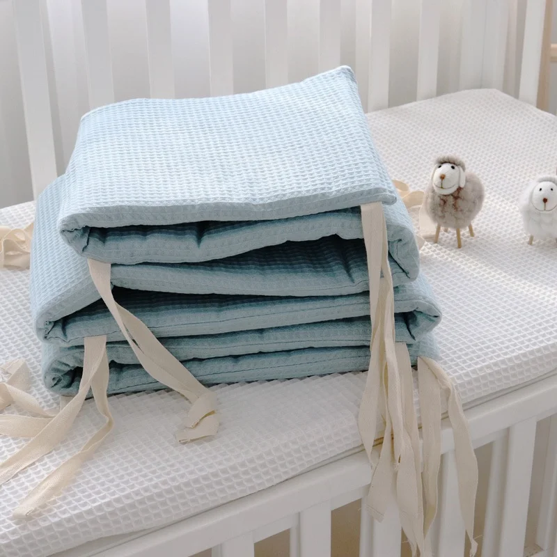 Wholesale Cot Protector Pillows Room Decor Baby Round Cushion Bed Rails Waffle Baby Crib Bumper