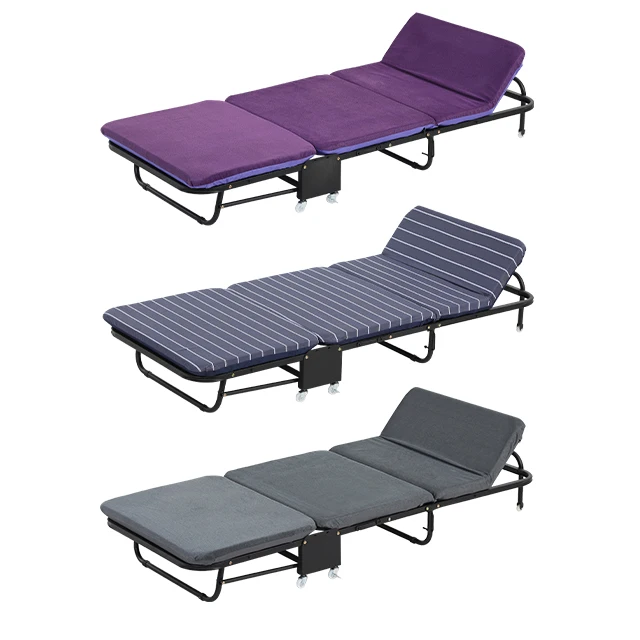 Modern Style White Iron Frame Portable Single Folding Metal Travel Bed Folding Bed