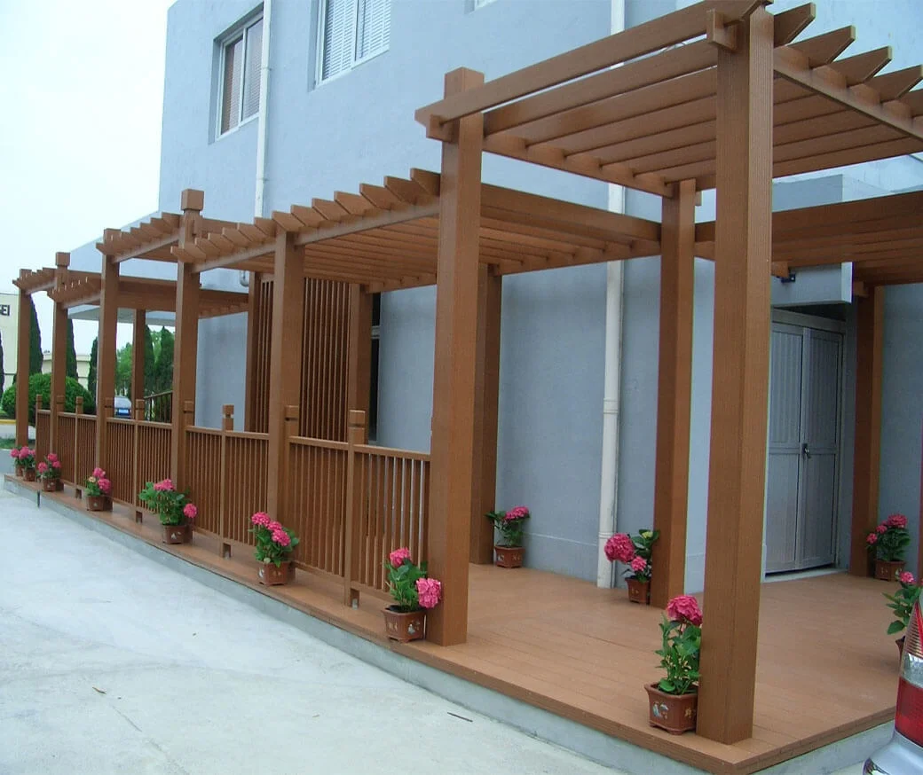 outdoor patio garden terrace waterproof UV resistant decorative pergola wood composite