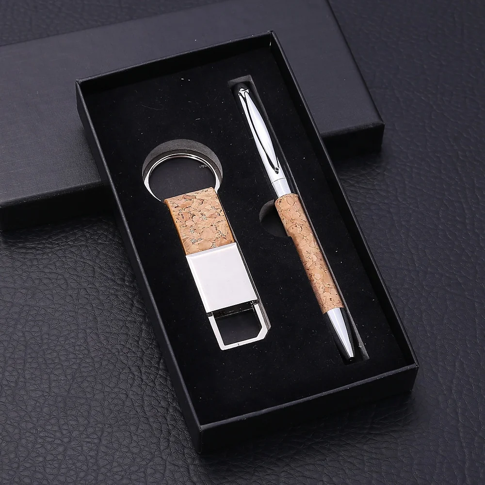 2022 Unique cork leather pen natural wooden cork ballpoint pen stationery grain recycled eco-friendly pens caneta