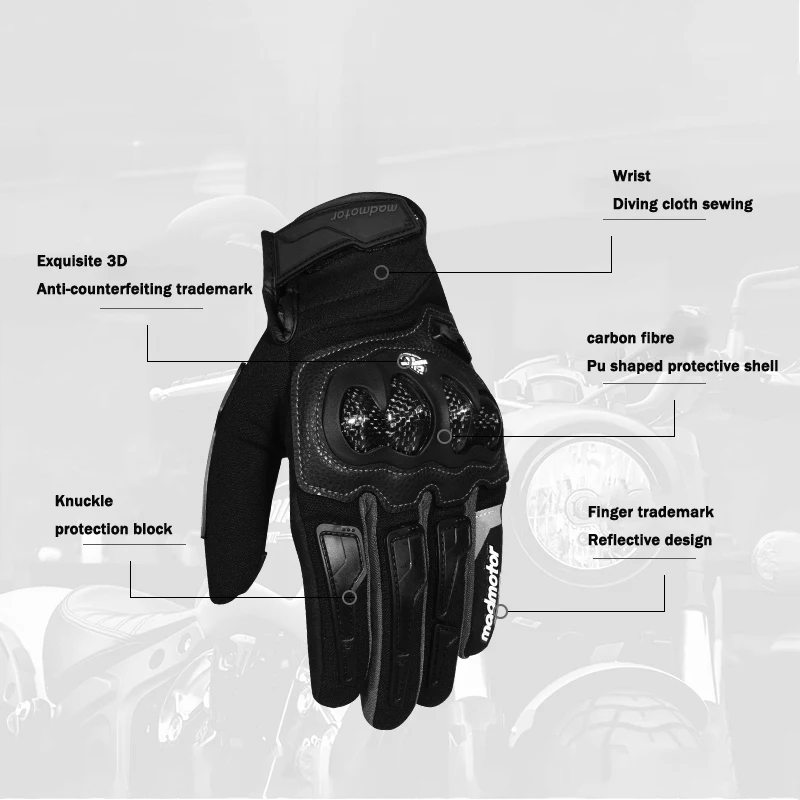 High quality Full Finger Off-Road MTB MX Anti-slip Shockproof Hard Knuckle women man gloves touch screen Black,Red,Blue,Green