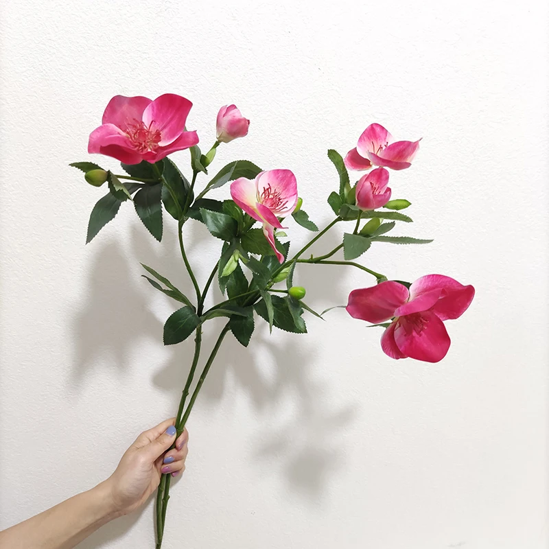 Attractive Faux Helleborus Flower Silk Christmas Rose Flowers Artificial Helleborus Flowers For DIY Floral Arrangement