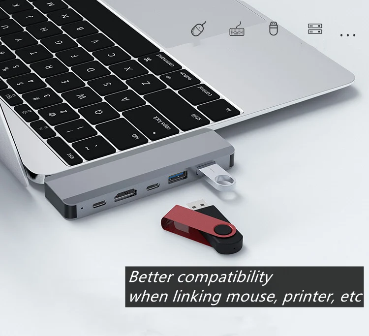 Type C to USB 3.0 Hub 5in1 7in1 Docking Station Hub 3.0 PD  RJ45 10 100M for Ultra-thin notebook