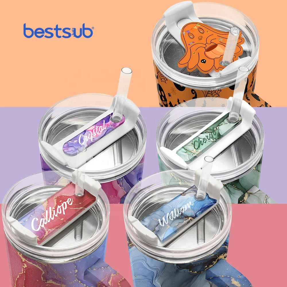 BestSub 30oz 40 oz Tumbler Name Plates Name Tag Sublimation Blanks Acrylic Photo Tag Nameplate for tumbler cup