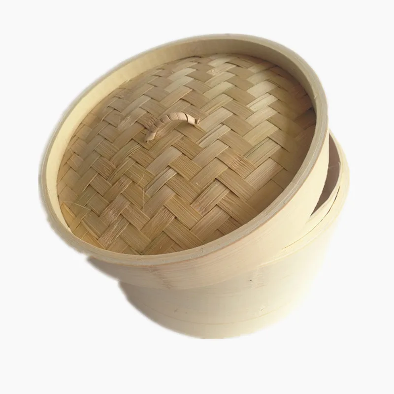 Natural color organic bamboo steamer 6inch 8inch 10inch or customized size bamboo steamer with logo