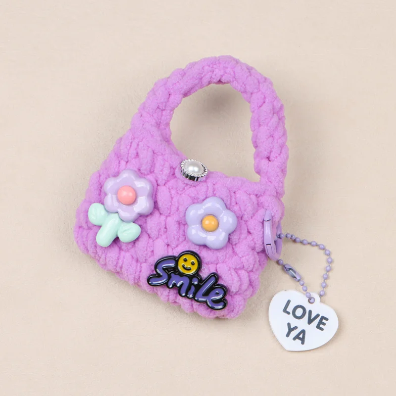 Crochet Case Knitted Coin Pouch Handmade Plush Cover Earbuds Case Crochet Drawstring Bags, Mini Coin Purse Pouch, Handmade Gift
