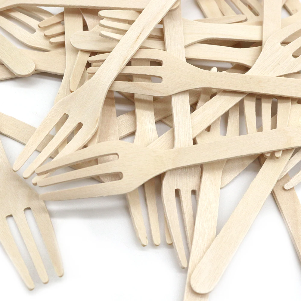 100mm Fruit Mini Disposable Wooden Fruit Fork