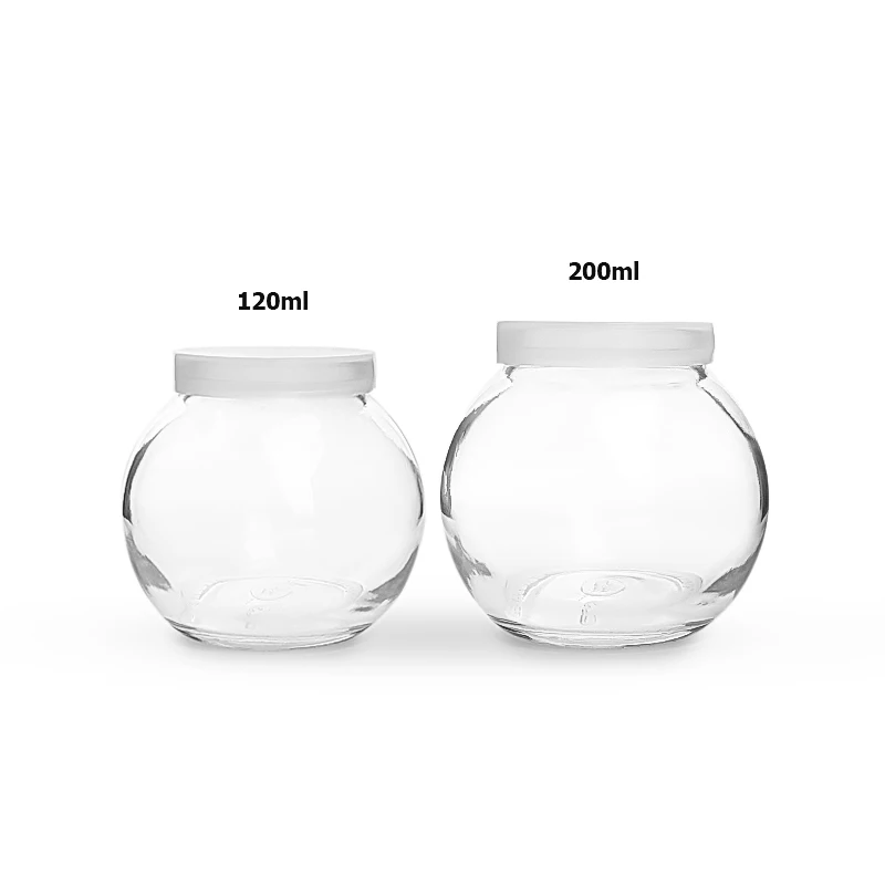 Yogurt Pudding Jar Mousse Cup Ball Round Fat Glass with Plastic Top Disposable 100ml 150ml Kitchen PE Carton Aluminum Clear >10