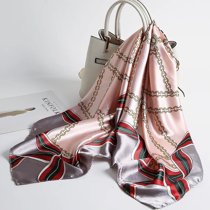 Fashion Chinese style 90x90 Silk Scarf Floral Square Scarf Spring Autumn New Twill Silk Shawl Scarf