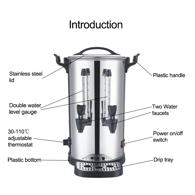 China manufacturer customize logo stainless steel commercial water boiler metal water urn