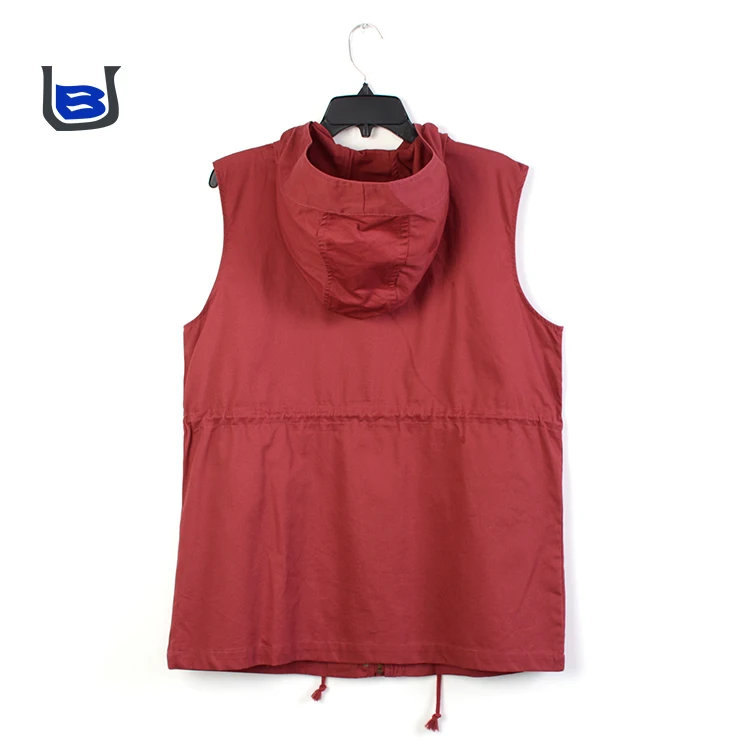 Casual cotton adjustable waist hoodie vest with pocket for journalists photography camping