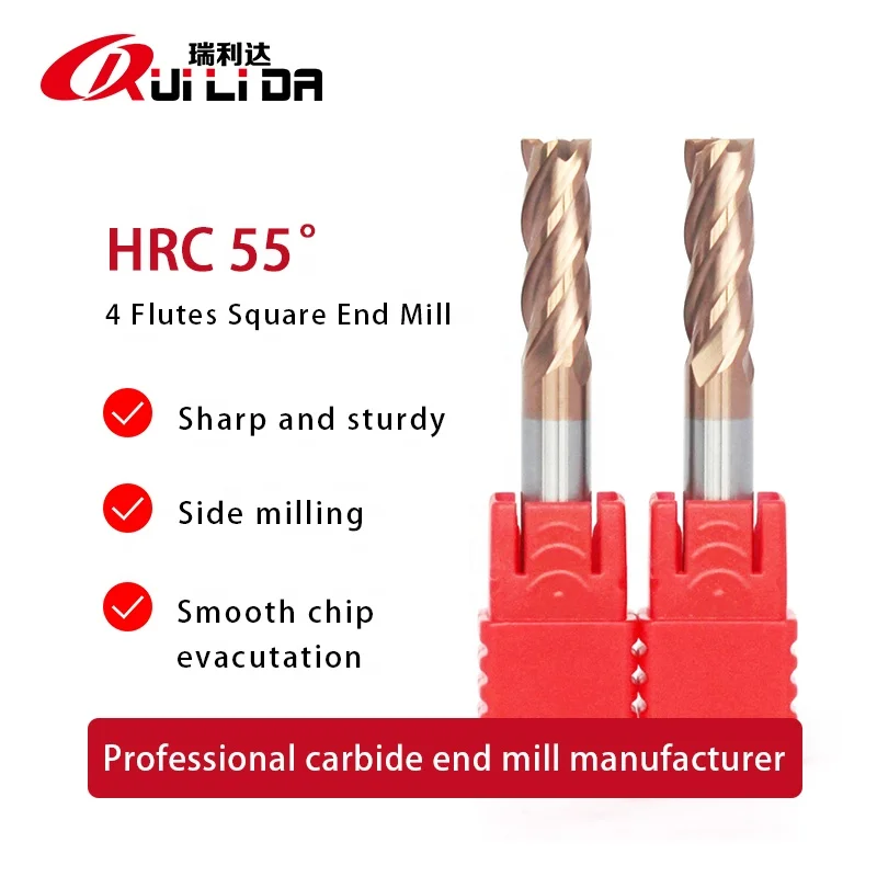 RLD factory manufacturer high quality HRC55 solid carbide endmill 4 flutes 8x60mm flat end mill for cast iron
