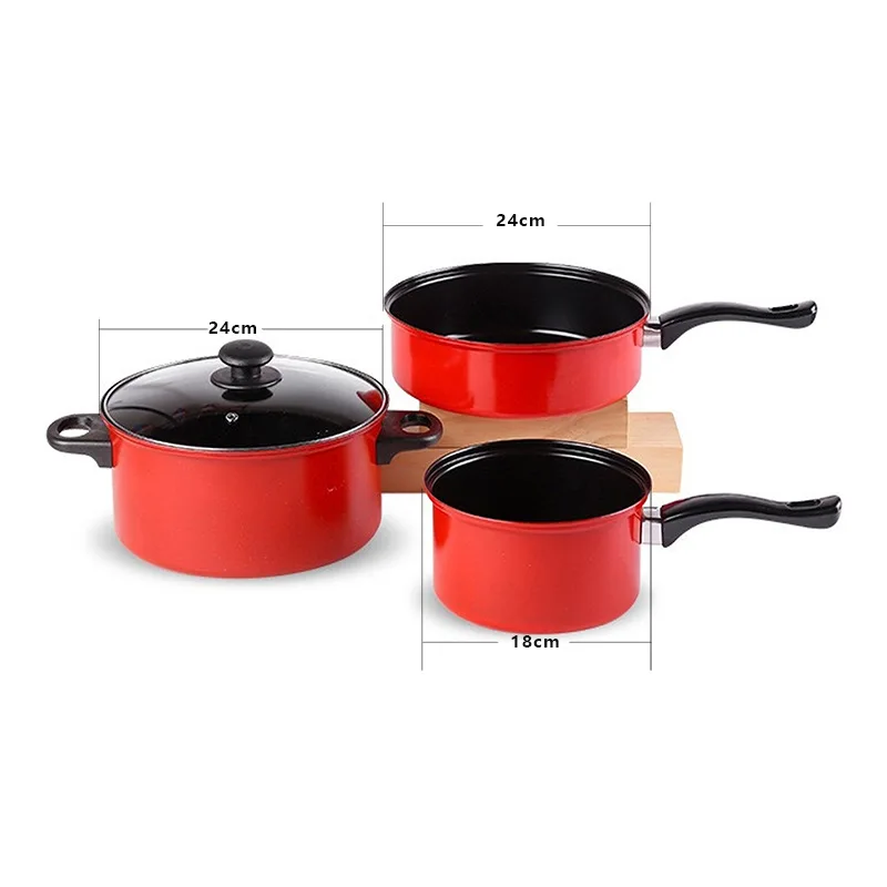 Wholesale Small Kitchen Cooking Utensils Set Non-Stick Aluminum Frying Pan Soup Milk Pot Iron Household Kitchen Pots and Pan