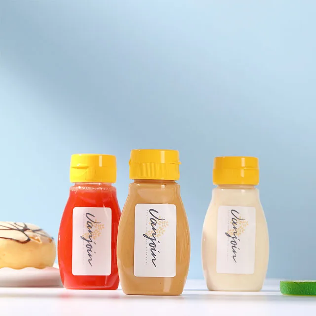 Empty BBQ Custom Mini Plastic Sauce Bottle PET Sauce Bottles 50ml 70ml Chilli Sauce Bottles with Flip Top Cap