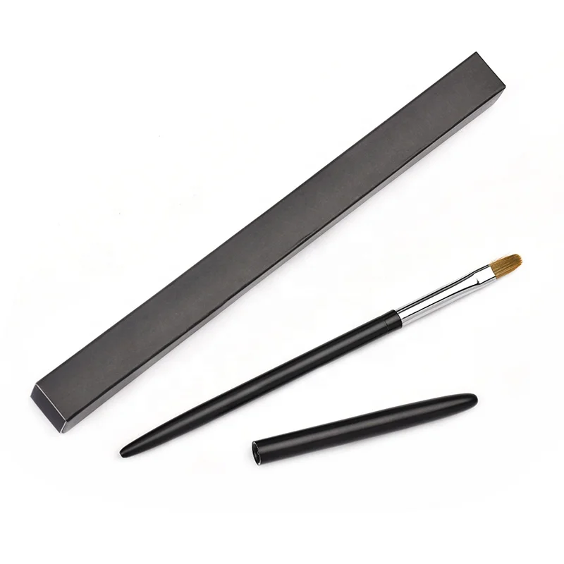 wholesale classic black metal handle kolinsky soft hair oval gel nail art brush with private paper box