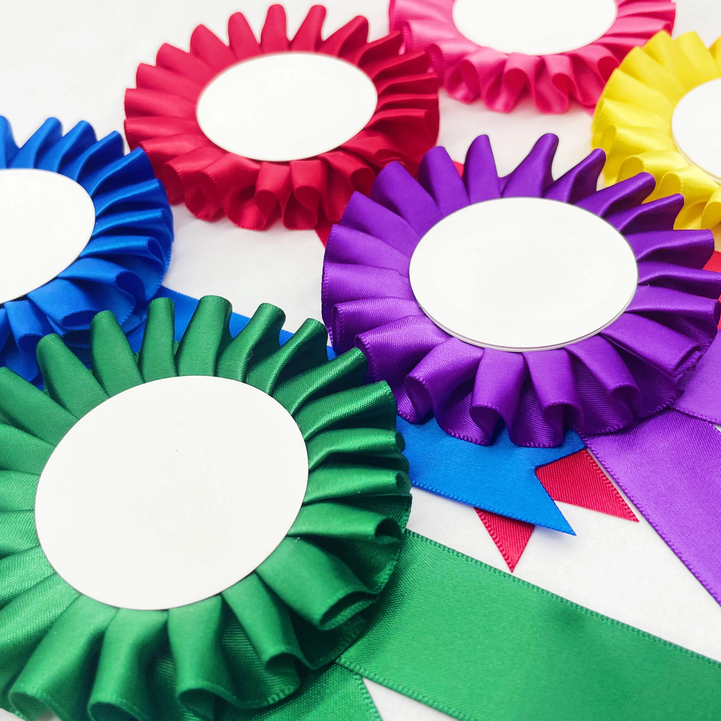 Custom 8cm Diameter Polyester Award Rosette medal For Rider and  Horse Racing Competitions
